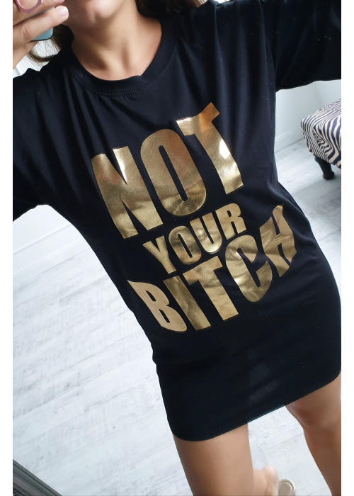 Tričkové šaty Not Your Bitch čierne