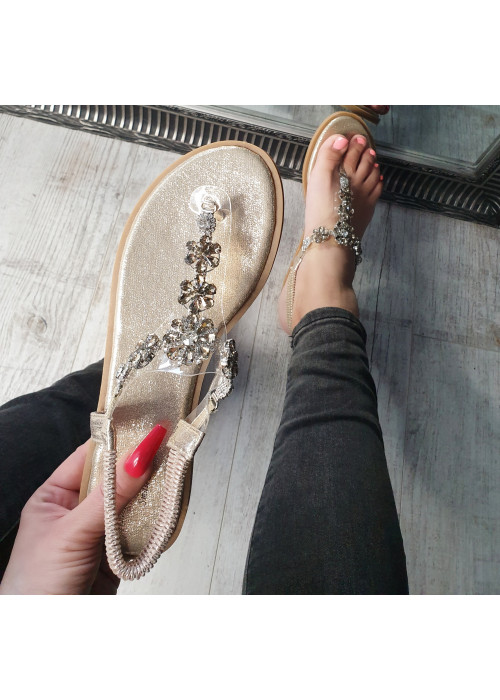 Zlaté sandále s kamienkami Daisy