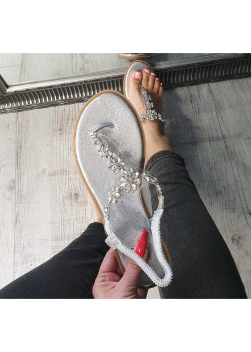 Strieborné sandále s kamienkami Daisy