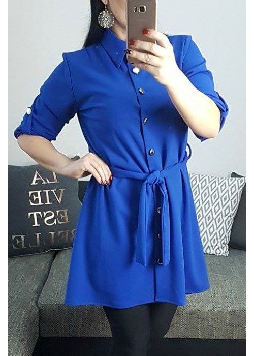 Modré košeľové šaty