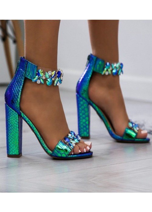 Luxusné sandálky s kryštálikmi Sally modré