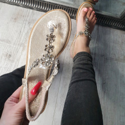 Zlaté sandále s kamienkami Daisy