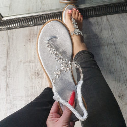Strieborné sandále s kamienkami Daisy